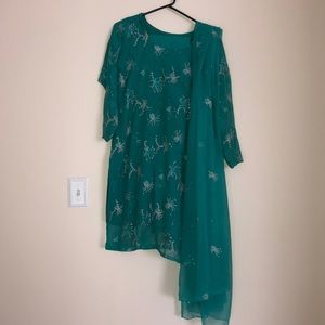 green Pakistani dress for women